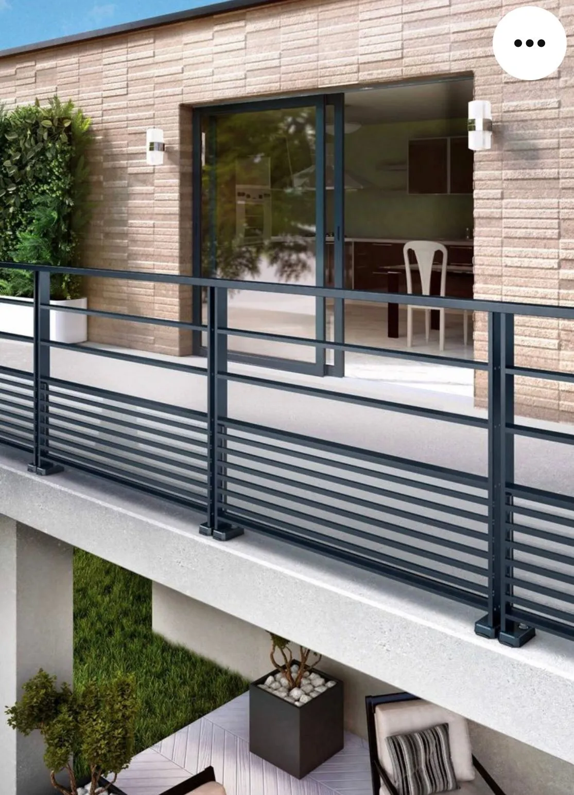 Balustrada dachowa pozioma antracyt garaż widok z boku - Stalowy Bechta Gorzów